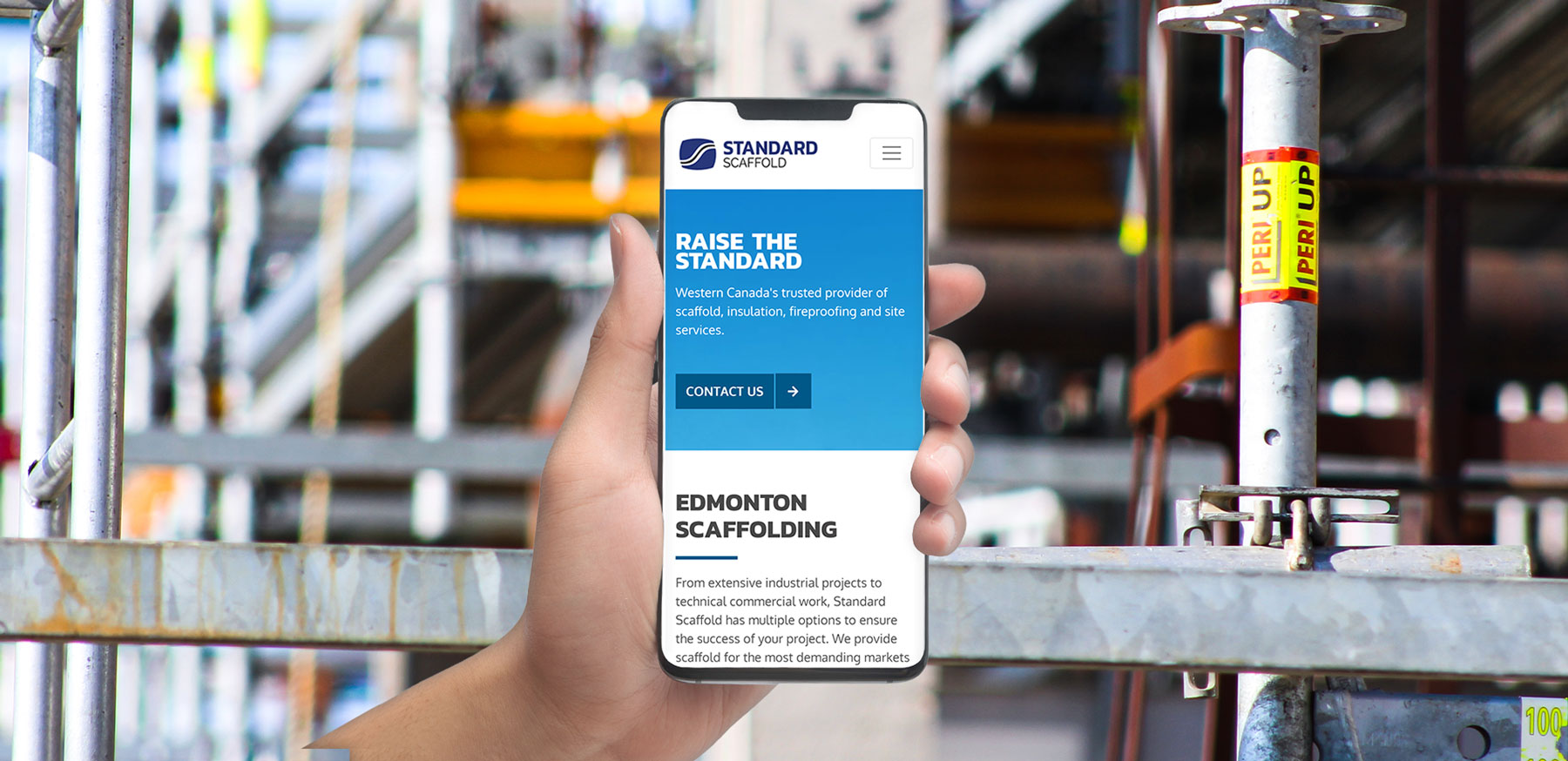 Standard Scaffold Website on iPhone at a Jobsite
