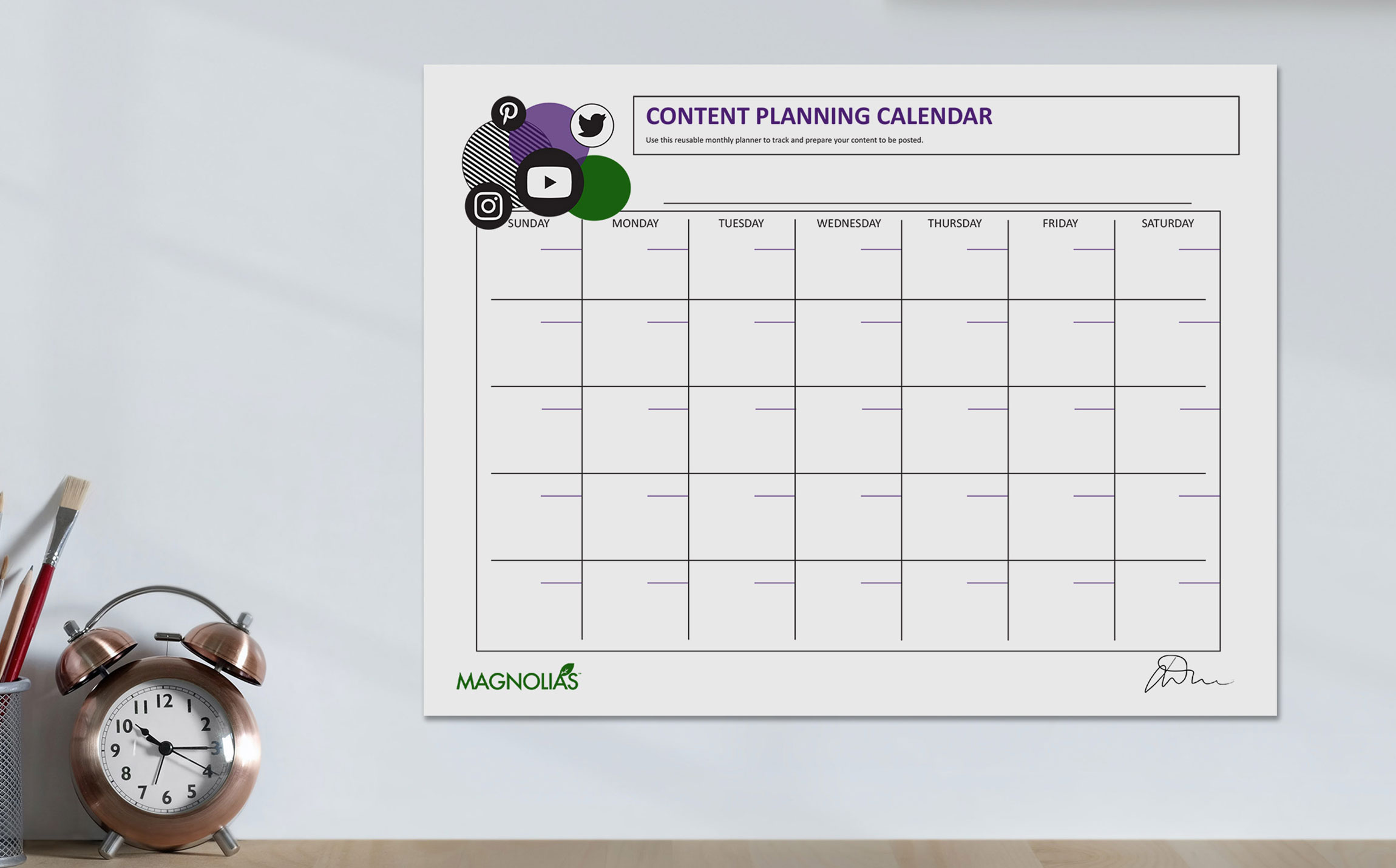 Plan social media content with this free content calendar. Important dates and social media content ideas included in the free PDF download.